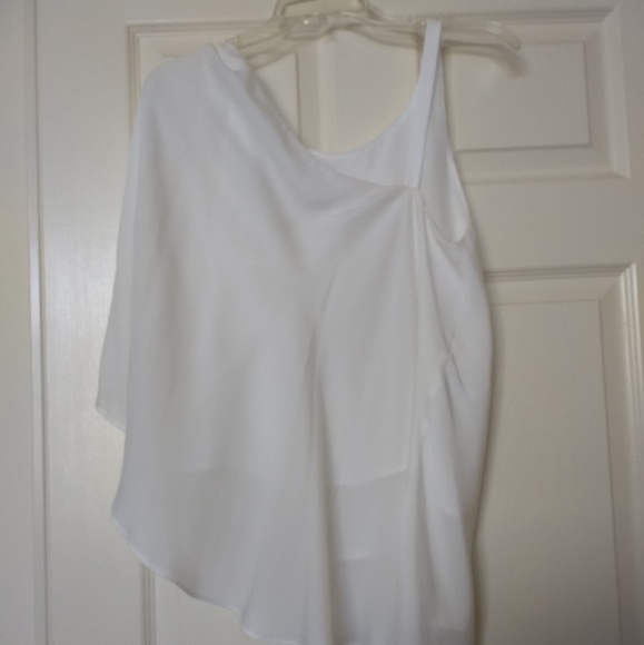 BCBG White Silk Draped Top - Picture 2 of 2